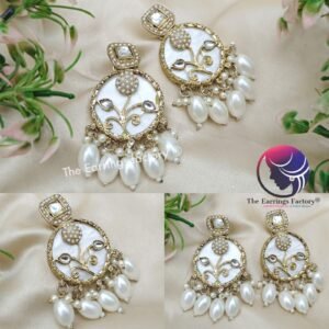Party Wear Golden Stone Pearl Earrings