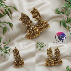 Traditional Radha Krishna Golden Jhumka