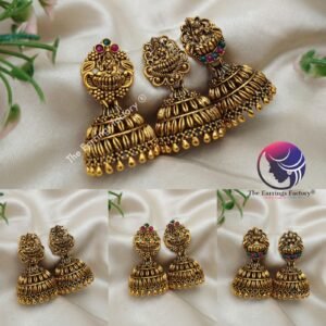 Traditional Golden Lakshmi Temple Jhumka