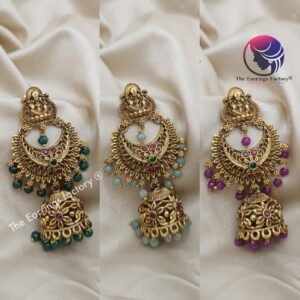 Traditional Antique Colour Beads Multi Stone Lakshmi Long Jhumka
