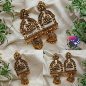 Traditional Radha Krishna Golden Long Jhumka