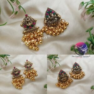Traditional Golden lakshmi Metal Beads Beads Multi Stone Studs