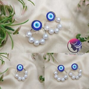 Western Silver Evil eye Pearl Studs