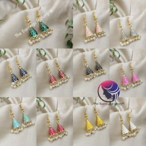 Trending Golden Weightless Hand Painting Meenakari Hook Jhumka