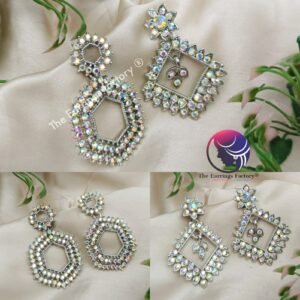 Trending Silver Blinking Stone Party wear earrings