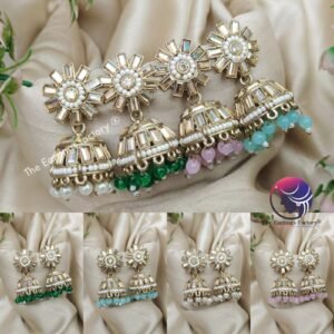 Trending Golden Mirror Stone Pearl Jhumka