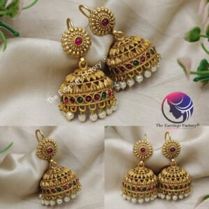 Traditional Antique Multi Stone Hook Jhumka