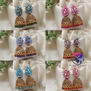 Traditional Golden Colour Beads Stone Jhumka