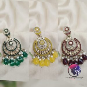 Trending Golden Colourful Pearl beads stone earrings