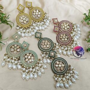 Trending Golden White Pearl beads stone earrings