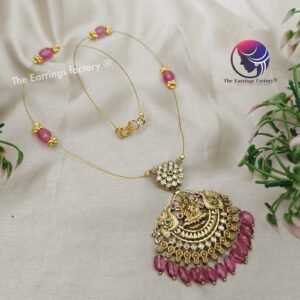 Traditional Antique invisible Lakshmi Pearl Beads Stone necklace