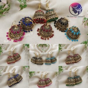 Trending Golden Colour Beads Hook Stone Jhumka