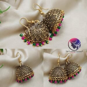Traditional Golden Multi Colour Beads Hook Jhumka