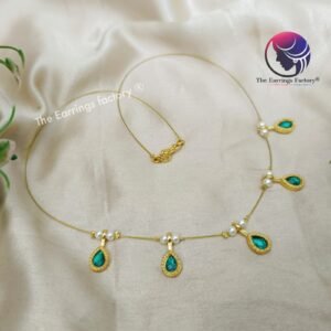 Trending Invisible Golden Green Stone Necklace