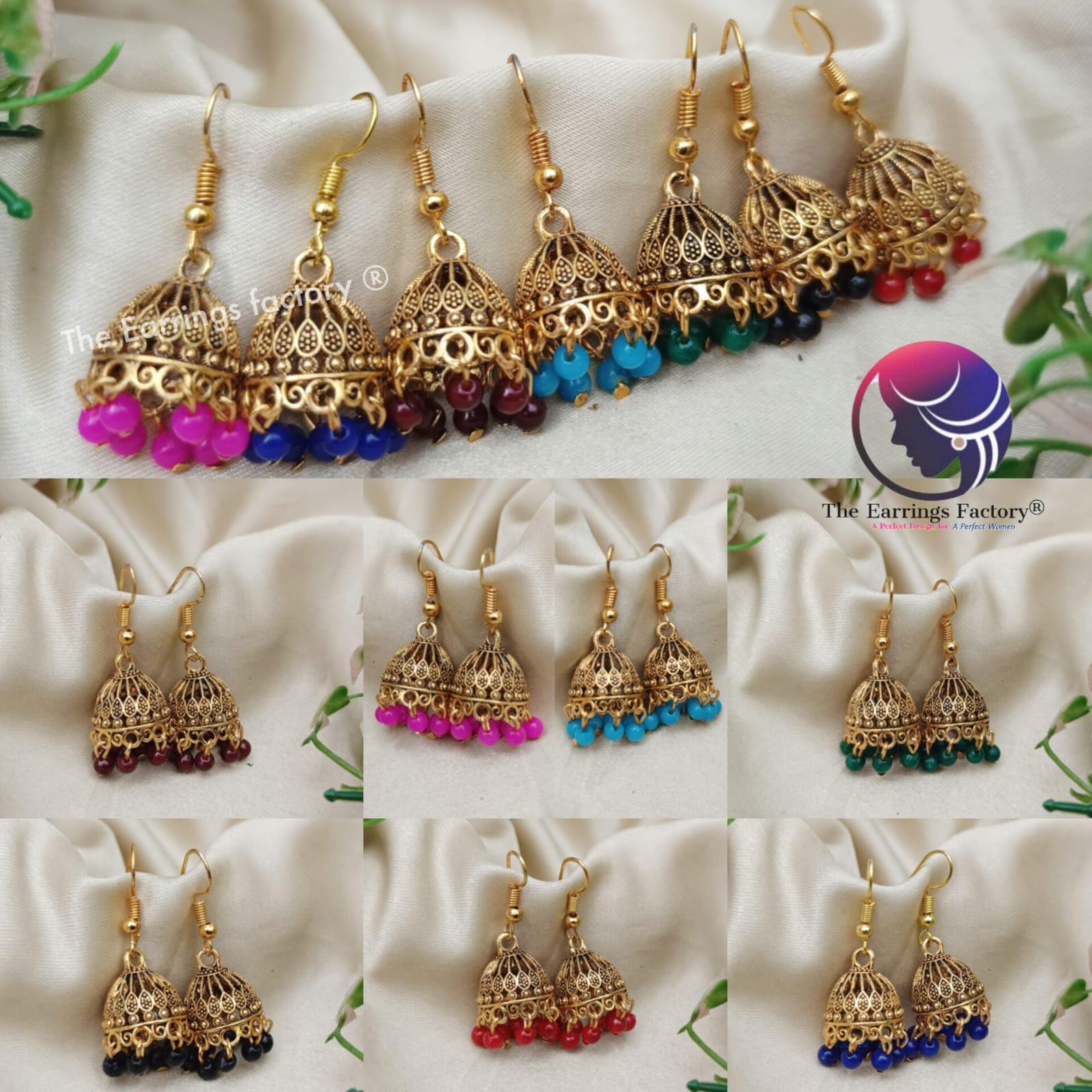 Trending Golden Colour Beads Hook Jhumka