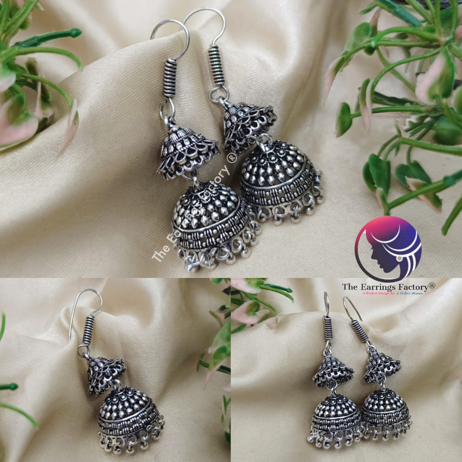 Trending Antique Oxidized Two Layer Hook Jhumka
