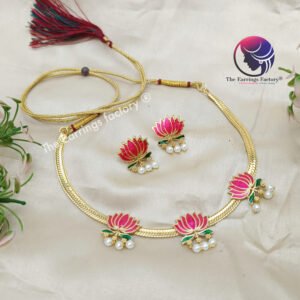 Trending Lotus Neckset With Earrings