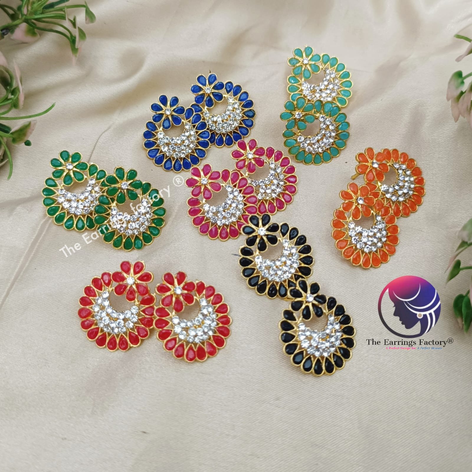 Trending Golden Floral stone studs