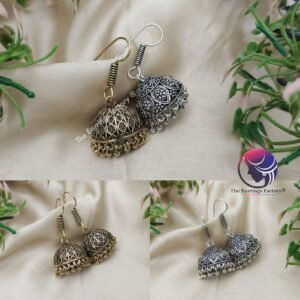 Trending Oxidised Silver / Mehandi Colour Hook Jhumka