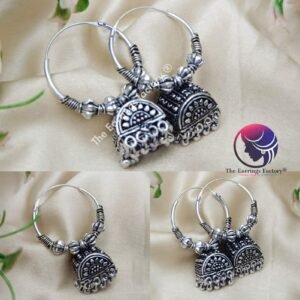 Trending Oxidised Silver HooP Jhumka