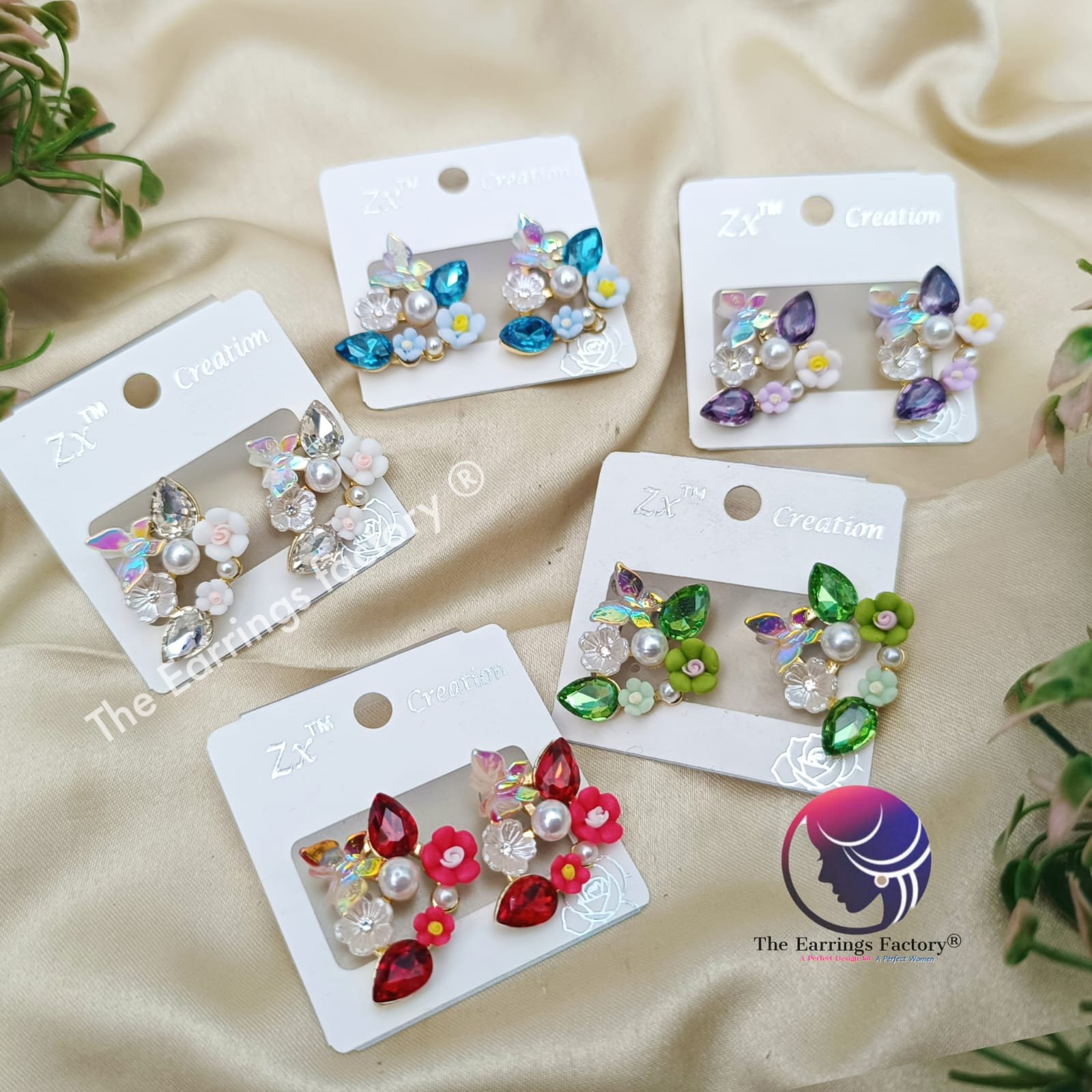 Western Glitter butterfly | Floral crystal stone fancy studs