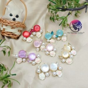 western stylish floral fancy pearl studs