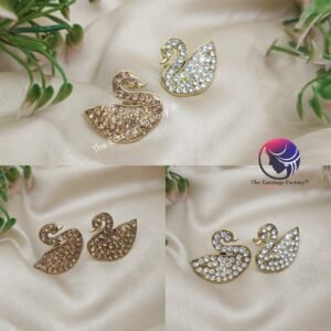 Western Golden | silver Swan stone stud earrings