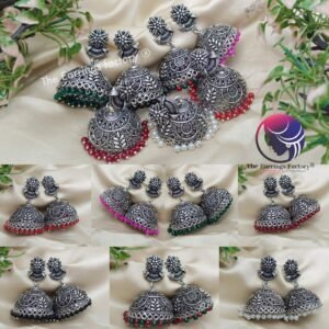 Trending Oxidised Silver Colour Beads Big Jhumka