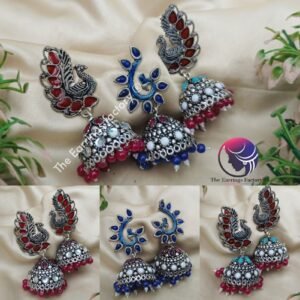 Trending Weightless oxidised Silver Peacock jhumka