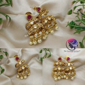 Traditional Antique Three Layer Stone Jhumka