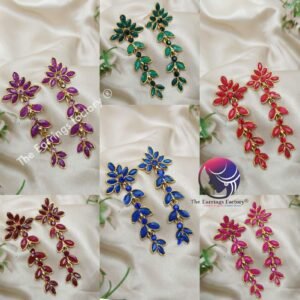 Western Golden Weightless Floral stone Long earrings