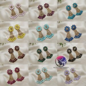 Fancy Golden Floral stone Studs earrings