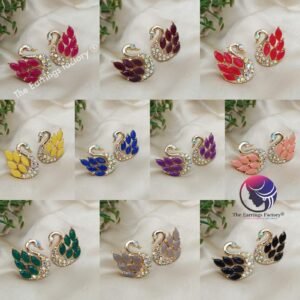 Fancy Golden Swan Blinking stone Studs earrings