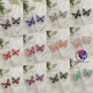 Fancy Golden Butterfly Blinking stone Studs earrings