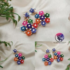 Fancy Multi colour floral Blinking stone earrings
