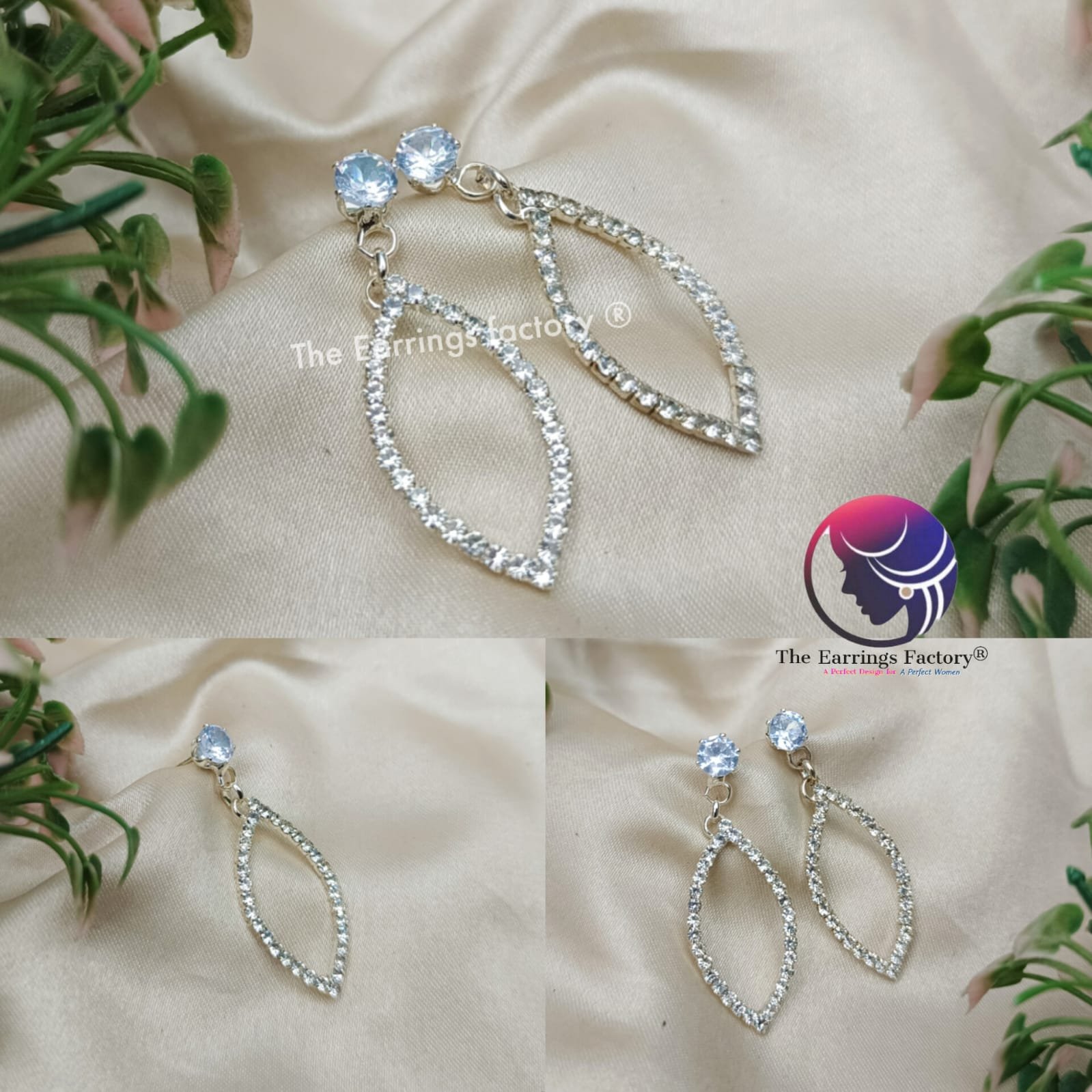 Western Silver White stone Fancy Earrings