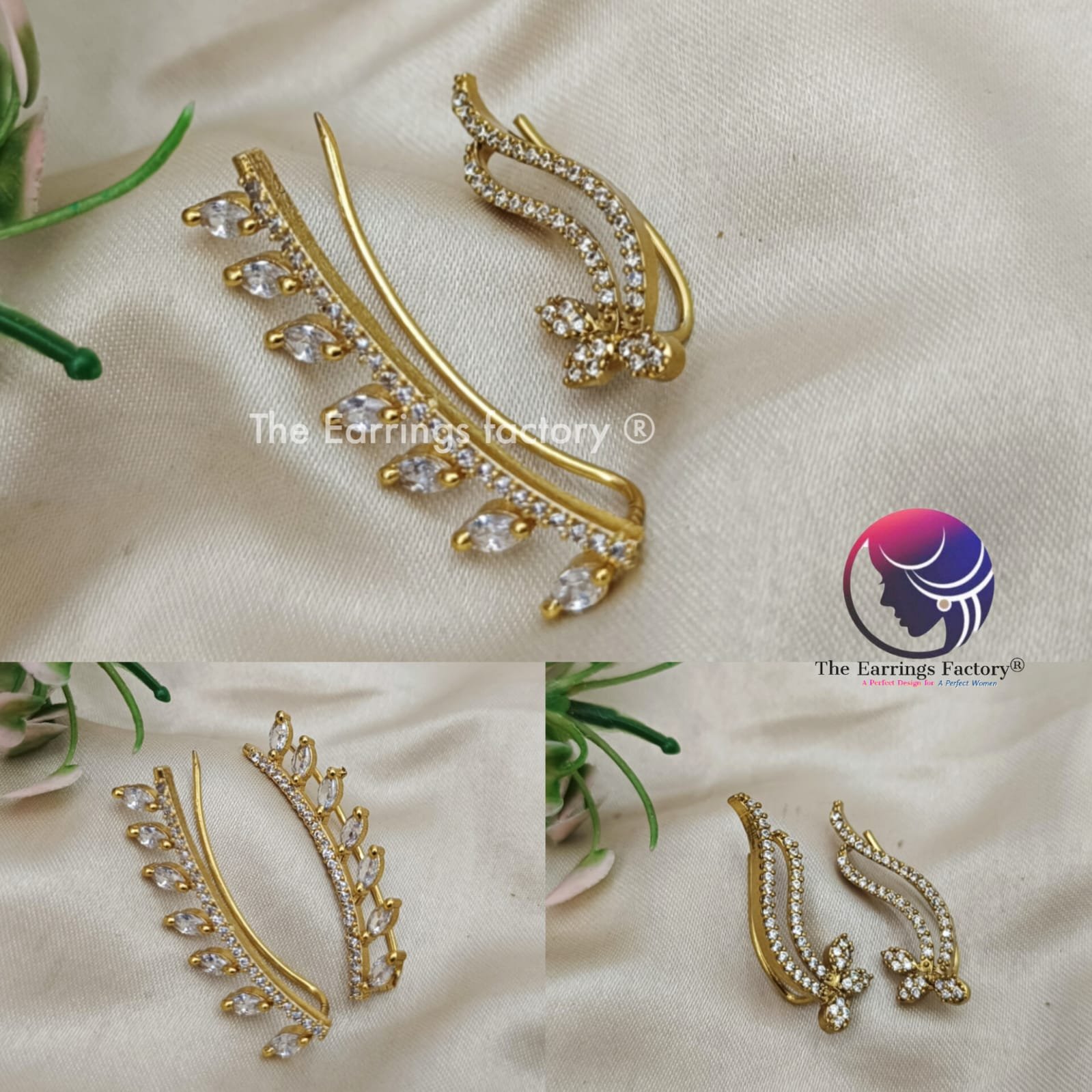 Traditional Antique Premium Ear Cuff AD Stone Earrings