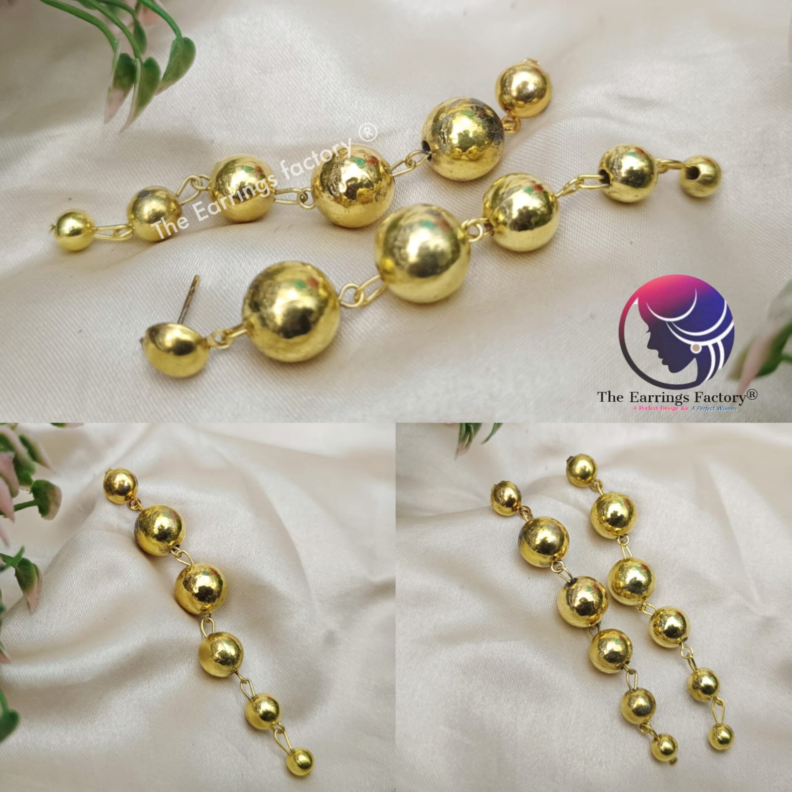 Stylish Korean Golden Ball Dangle Earrings