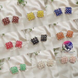Fancy Golden Blinking Colourful Floral stone Studs
