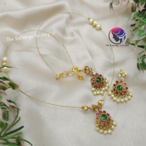 Trending Antique Invisible Stone Necklace with Earrings