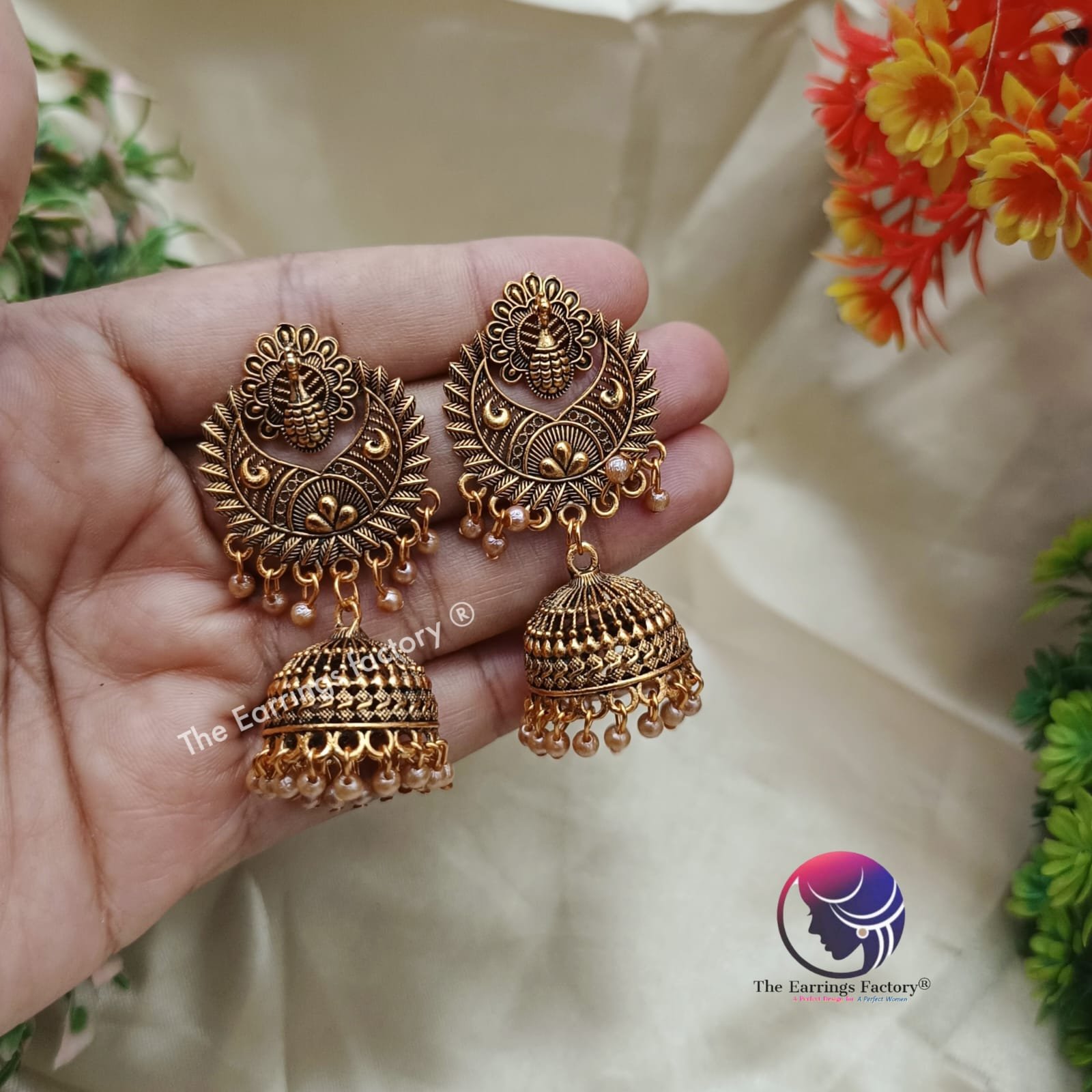 Traditional Golden Peacock Long Jhumka