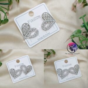 Korean Silver Heart shape pearl studs