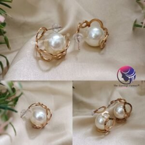 Western Rose Gold Pearl Hoops Fashion earrings