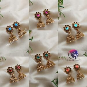 Trending Golden Floral Stone jhumka