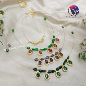 Traditional Premium Golden invisible  Stone necklace
