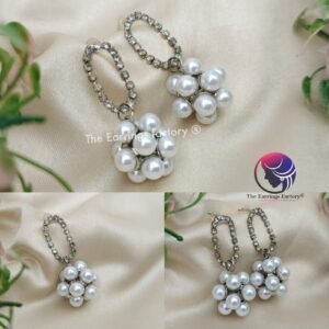 Western Silver White Pearl Stone earrings
