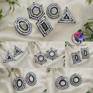 Western Black Metal White Stone Studs