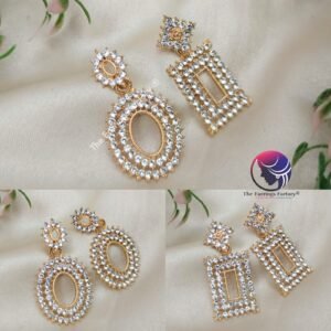 Western Rose Gold White Stone studs