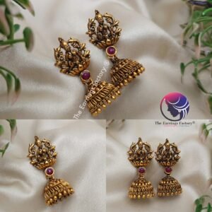 Traditional Golden Lakshmi Temple Jhumka