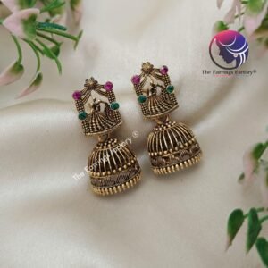 Traditional Golden Multi Stone Jhumka